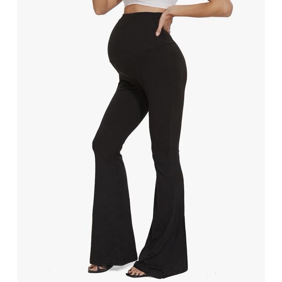 Maternity Flared Leggings Over The Belly Stretchy Pregnancy-Pants Size M - Picture 1 of 6